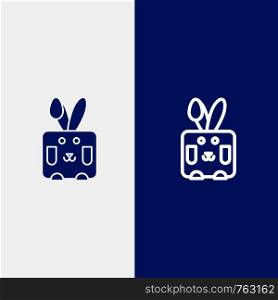 Bunny, Easter, Rabbit, Holiday Line and Glyph Solid icon Blue banner Line and Glyph Solid icon Blue banner
