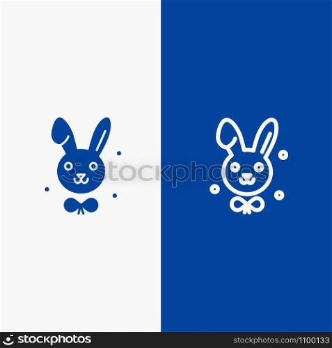 Bunny, Easter, Rabbit Line and Glyph Solid icon Blue banner Line and Glyph Solid icon Blue banner