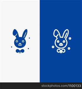 Bunny, Easter, Rabbit Line and Glyph Solid icon Blue banner Line and Glyph Solid icon Blue banner