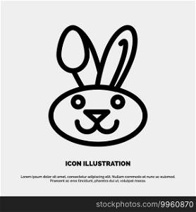 Bunny, Easter, Rabbit Line Icon Vector