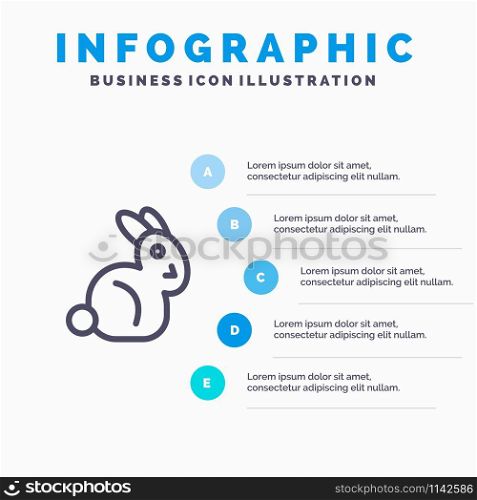 Bunny, Easter, Rabbit Line icon with 5 steps presentation infographics Background