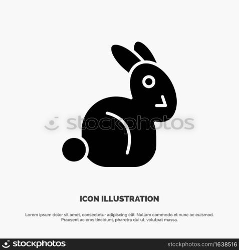 Bunny, Easter, Rabbit solid Glyph Icon vector