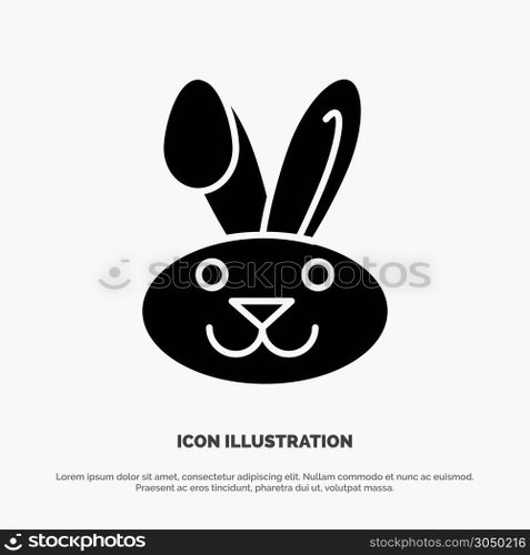 Bunny, Easter, Rabbit solid Glyph Icon vector