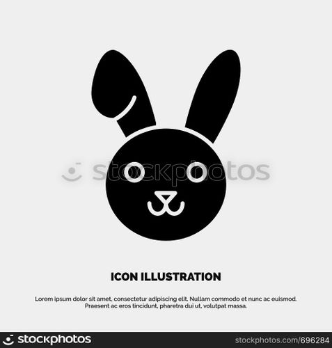 Bunny, Easter, Rabbit solid Glyph Icon vector