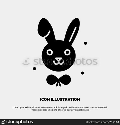 Bunny, Easter, Rabbit solid Glyph Icon vector