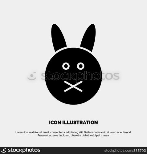 Bunny, Easter, Rabbit solid Glyph Icon vector