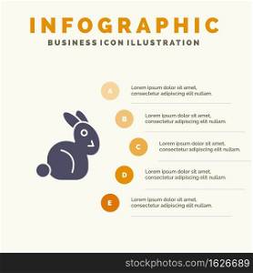 Bunny, Easter, Rabbit Solid Icon Infographics 5 Steps Presentation Background