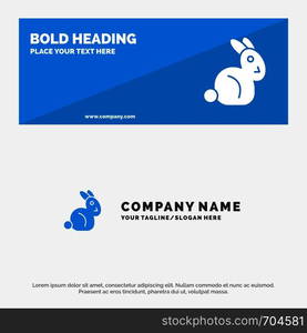 Bunny, Easter, Rabbit SOlid Icon Website Banner and Business Logo Template