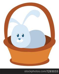 Bunny in basket, illustration, vector on white background.