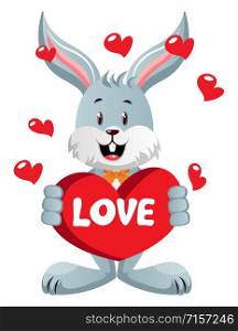 Bunny in love, illustration, vector on white background.