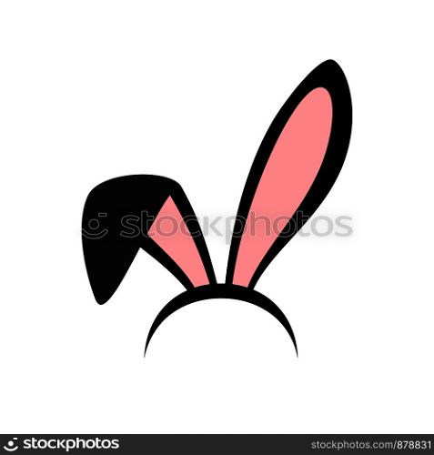 Bunny pink and black ears head accessory isolated on white background. Vector illustration. Bunny pink ears head accessory