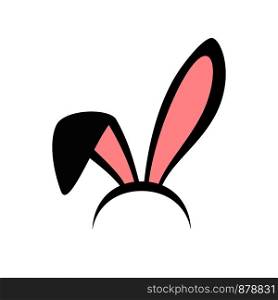 Bunny pink and black ears head accessory isolated on white background. Vector illustration. Bunny pink ears head accessory