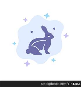 Bunny, Rabbit, Easter, Nature Blue Icon on Abstract Cloud Background