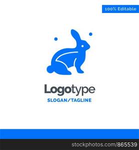 Bunny, Rabbit, Easter, Nature Blue Solid Logo Template. Place for Tagline