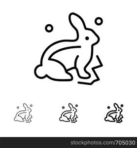 Bunny, Rabbit, Easter, Nature Bold and thin black line icon set