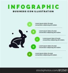 Bunny, Rabbit, Easter, Nature Solid Icon Infographics 5 Steps Presentation Background