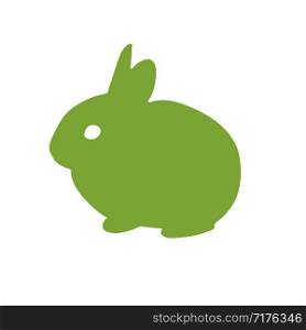 Bunny rabbit green icon. Abstract outline. Hand drawn minimalism style. Vector logo design template, badge, natural and organic cosmetics - cruelty free, not tested on animals. Hair sketch silhouette. Bunny rabbit green icon. Abstract outline. Hand drawn minimalism style. Vector logo design template
