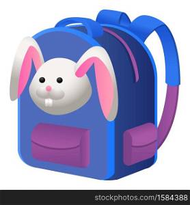 Bunny school backpack icon. Cartoon of bunny school backpack vector icon for web design isolated on white background. Bunny school backpack icon, cartoon style