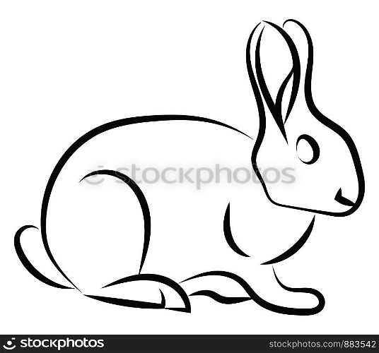 Bunny sketch, illustration, vector on white background.