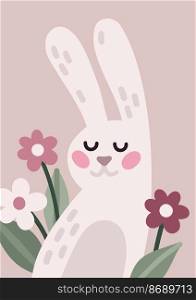 Bunny spring flower poster