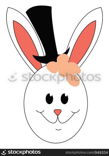 Bunny wearing cylinder hat vector illustarion