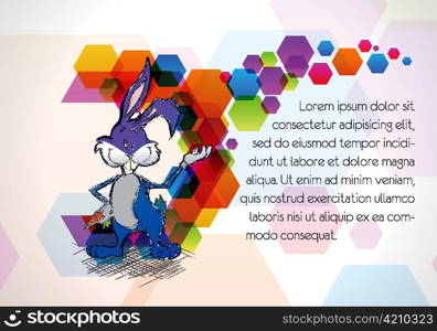 bunny with colorful background vector illustration
