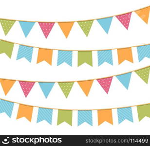 Bunting. Different colorful bunting for decoration of invitations, greeting cards etc, bunting flags, vector eps10 illustration