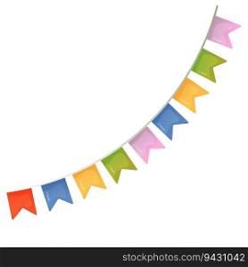  bunting garland flags on white isolated background, vector illustration.  bunting garland flags on white isolated background