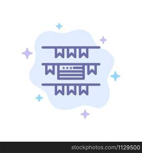 Buntings, Party Decoration, American Blue Icon on Abstract Cloud Background