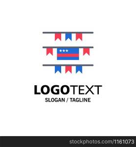 Buntings, Party Decoration, American Business Logo Template. Flat Color