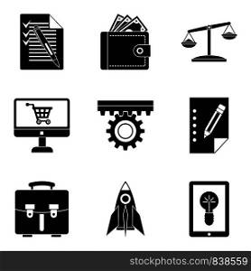 Bureaucracy icons set. Simple set of 9 bureaucracy vector icons for web isolated on white background. Bureaucracy icons set, simple style