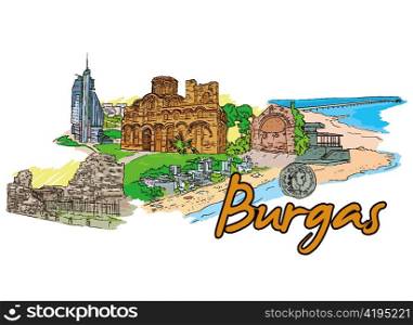 burgas doodles vector illustration