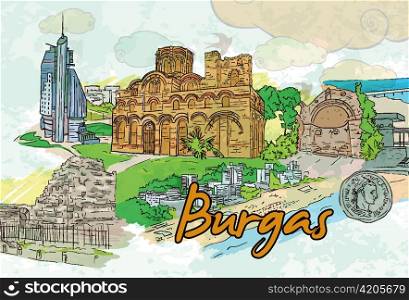 burgas doodles vector illustration