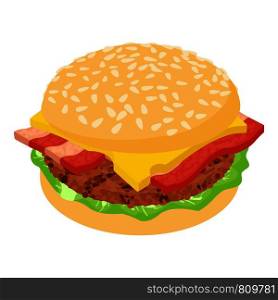 Burger bacon icon. Isometric illustration of burger bacon icon for web. Burger bacon icon, isometric 3d style