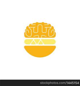 Burger Brain Vector Logo Design Template. Fast Food Cafe Logo Design.