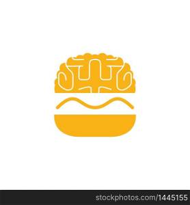 Burger Brain Vector Logo Design Template. Fast Food Cafe Logo Design.