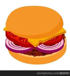 Burger cheese icon. Isometric illustration of burger cheese icon for web. Burger cheese icon, isometric 3d style