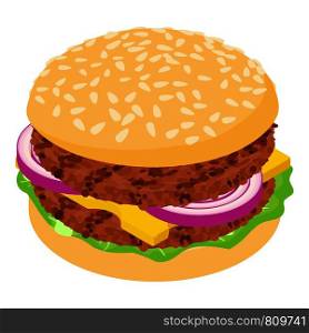 Burger cutlet icon. Isometric illustration of burger cutlet icon for web. Burger cutlet icon, isometric 3d style