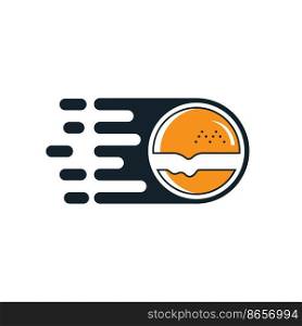 Burger delivery service vector logo design template. Fast burger logo concept.	