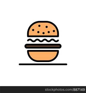 Burger, Eat, American, Usa Flat Color Icon. Vector icon banner Template