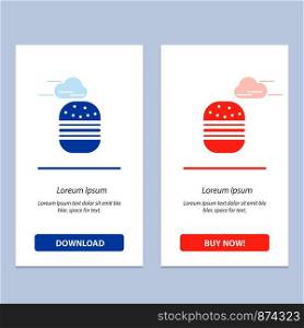Burger, Fast food, Fast, Food Blue and Red Download and Buy Now web Widget Card Template