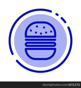 Burger, Fast food, Fast, Food Blue Dotted Line Line Icon