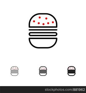 Burger, Fast food, Fast, Food Bold and thin black line icon set