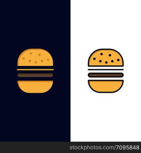 Burger, Fast food, Fast, Food Icons. Flat and Line Filled Icon Set Vector Blue Background