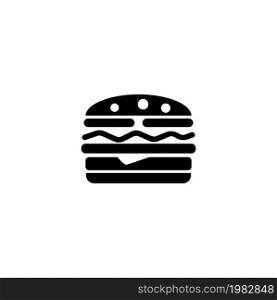 Burger. Flat Vector Icon. Simple black symbol on white background. Burger Flat Vector Icon