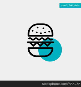 Burger, Food, Eat, Canada turquoise highlight circle point Vector icon