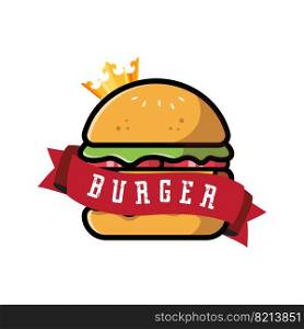 Burger Food Logo Vector Background Design, Made Of Bread, Vegetables And Meat. Suitable For Corporate,Screen Printing,Stickers,Banners,Flayers