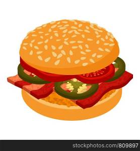 Burger fresh icon. Isometric illustration of burger fresh icon for web. Burger fresh icon, isometric 3d style