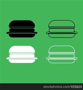 Burger icon Black and white color set . Burger icon . Black and white color set .