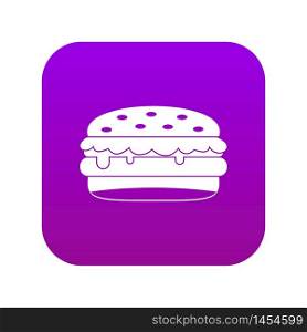 Burger icon digital purple for any design isolated on white vector illustration. Burger icon digital purple